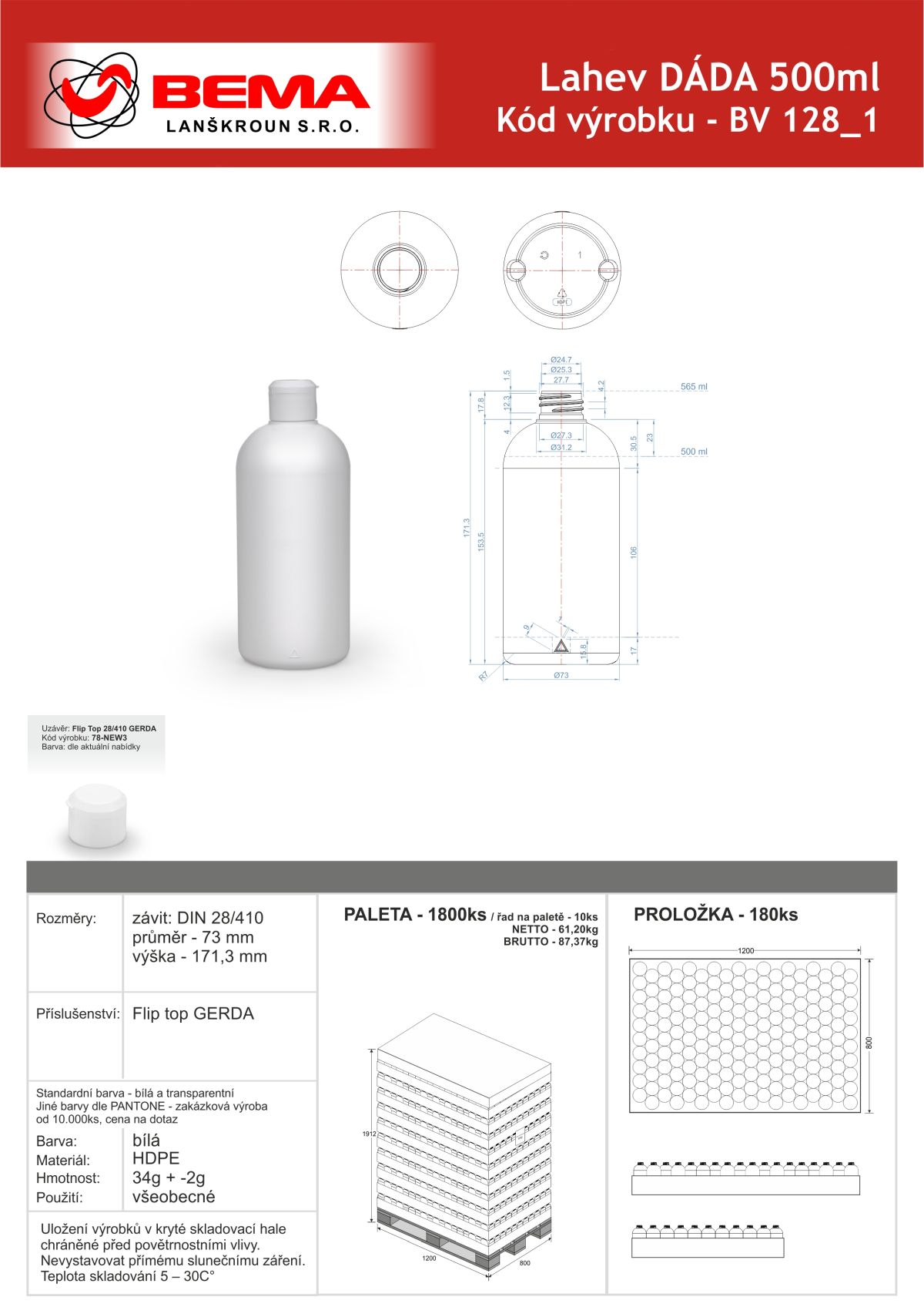 BV 128_1 DADA 500ml 34g bílá 23-06-2026